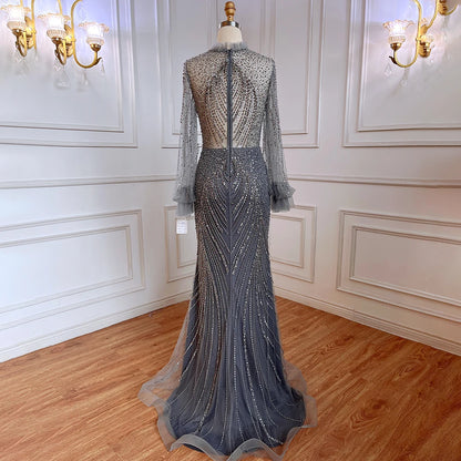 Elegant Mermaid Evening Gown with High Neck