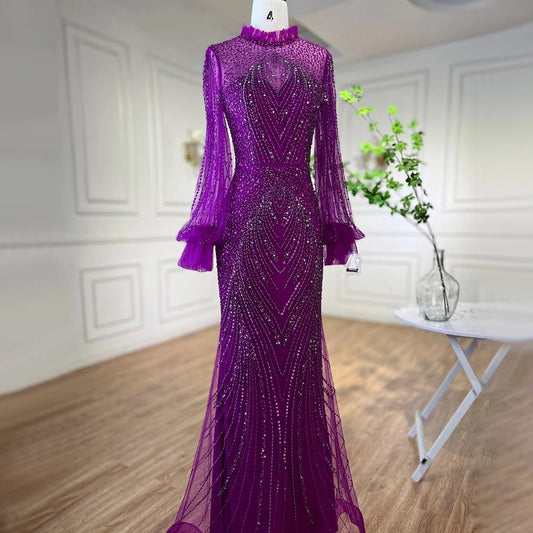 Elegant Mermaid Evening Gown with High Neck