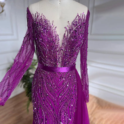 Purple Mermaid Elegant With Skirt Lace Beaded Luxury Evening Dresses Gowns