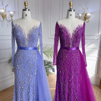 Purple Mermaid Elegant With Skirt Lace Beaded Luxury Evening Dresses Gowns