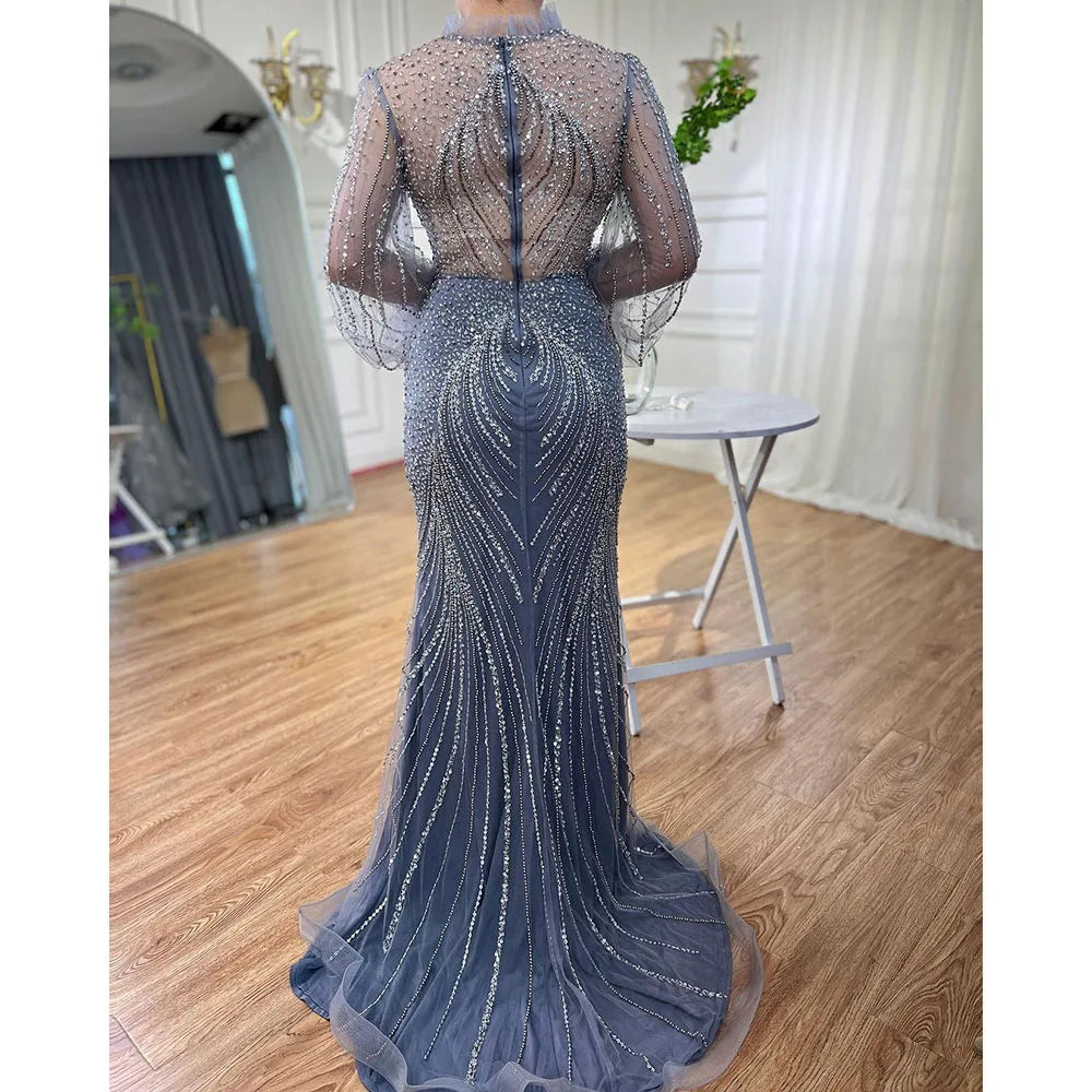 Elegant Mermaid Evening Gown with High Neck