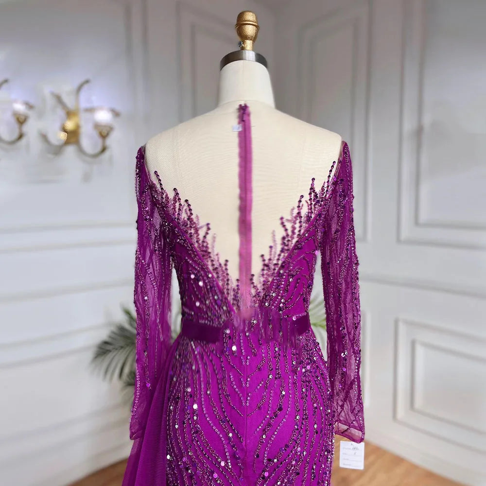 Purple Mermaid Elegant With Skirt Lace Beaded Luxury Evening Dresses Gowns