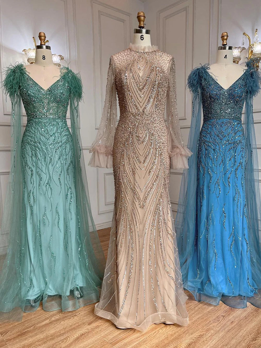 Elegant Mermaid Evening Gown with High Neck