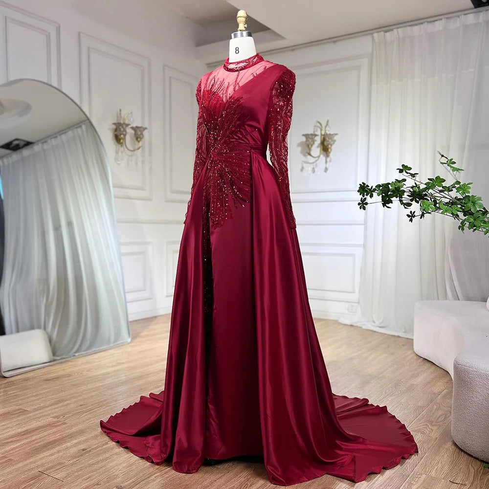 Luxury Lace Mermaid Evening Dress: Wine Red Elegance