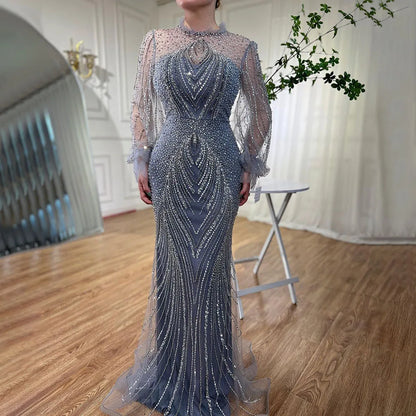 Elegant Mermaid Evening Gown with High Neck